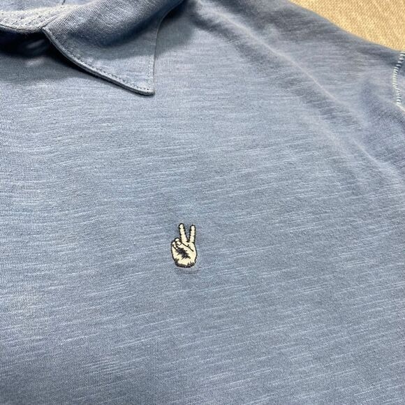 John Varvatos USA Peace Sign Polo Shirt Dri-Fit Cotton Casual Blue XXL - Picture 3 of 8